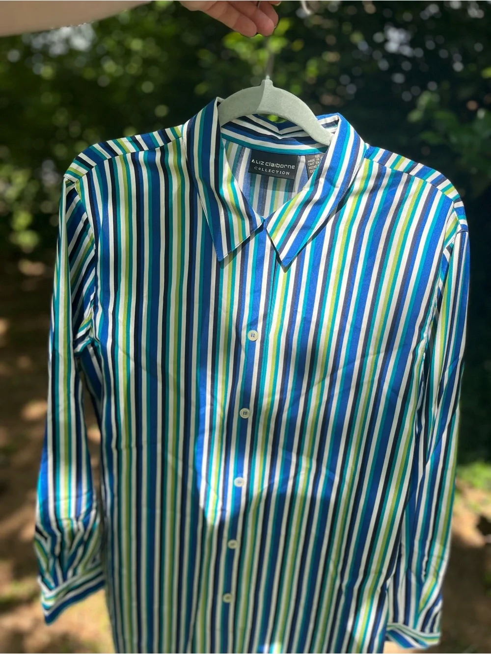 Liz Claiborne Silk Button front Vibrant colors Striped womens size 12
